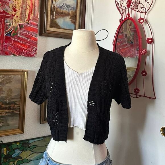 h&m black knit button up sweater jacket - Picture 1 of 3